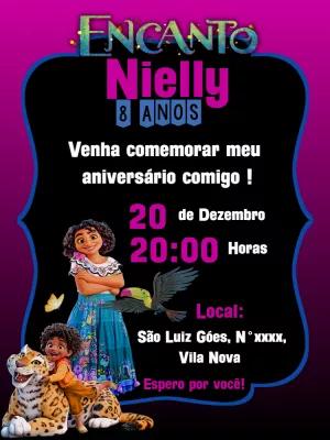 Convite Aniversário Encanto com Personagens para Editar Online