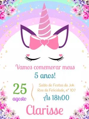Convite Aniversário Unicórnio Mágico para Editar Online