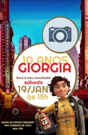 Convite Aniversário Coração de Fogo com Foto para Editar Online
