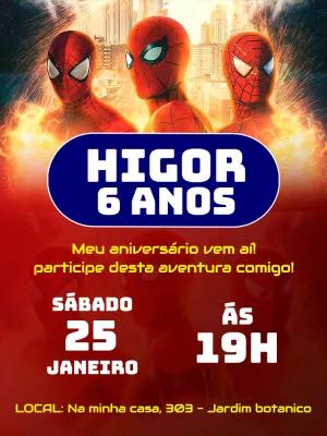 Convite Aniversário Homem Aranha para Editar Online e Imprimir