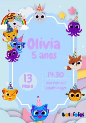 Convite de Aniversário Bolofofos Editável Online para Festa
