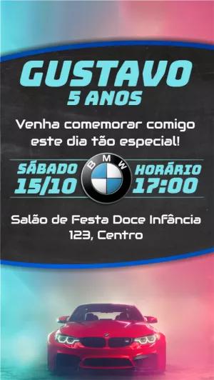 Convite Aniversário Carro BMW para Editar Online