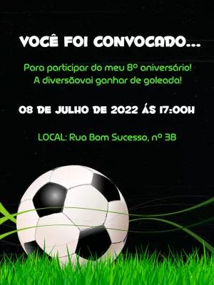 Convite de Aniversário Futebol para Editar e Enviar