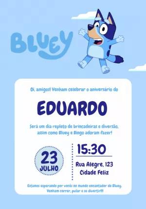 Convite de Aniversário Bluey e Bingo para Editar Online