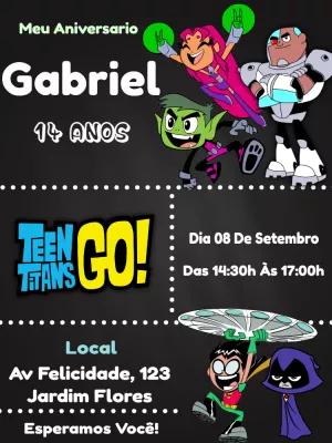 Convite Aniversário Jovens Titãs Go! para Editar Online