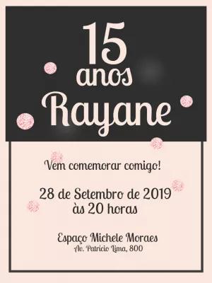 Convite de 15 anos Elegante Preto e Rosa para Editar Online