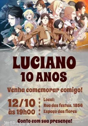 Convite de Aniversário Attack on Titan para Editar Online