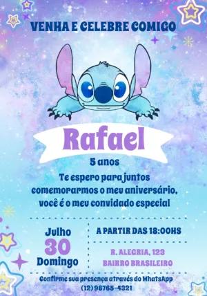 Convite de Aniversário Stitch Galaxy para Editar Online