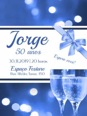 Convite de Aniversário Masculino Azul Elegante para Editar Online