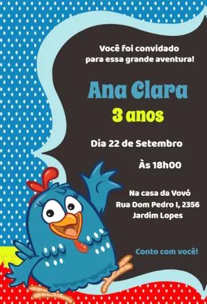 Convite de Aniversário Galinha Pintadinha para Editar Online
