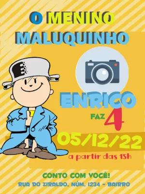 Convite Aniversário O Menino Maluquinho com Foto para Editar