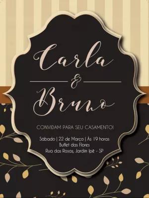 Convite de Casamento Elegante Marrom e Bege para Editar Online