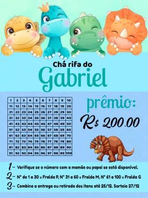 Chá Rifa Dinossauro Baby com Números para Editar Online
