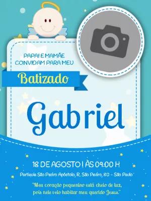 Convite de Batizado com Foto de Anjinho para Editar
