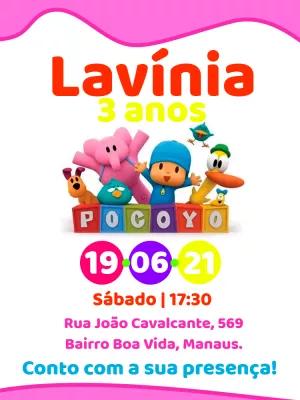 Convite de Aniversário Pocoyo e Turma para Editar Online