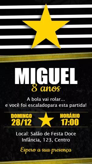 Convite Aniversário Futebol Estrela Dourada para Editar Online