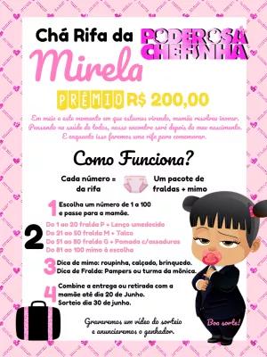 Convite Chá Rifa Poderosa Chefinha para Editar Online