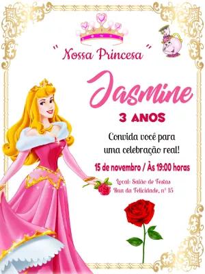 Convite Aniversário Princesa Aurora para Editar Online