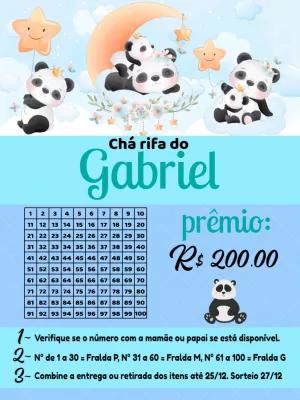 Convite Chá Rifa Panda para Editar Online