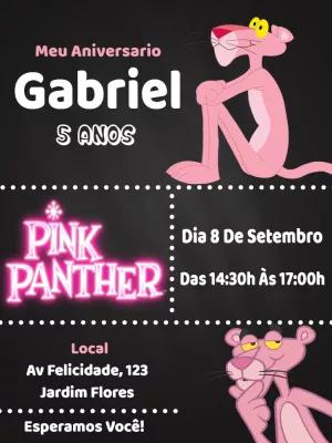 Convite Aniversário Pantera Cor de Rosa para Editar Online