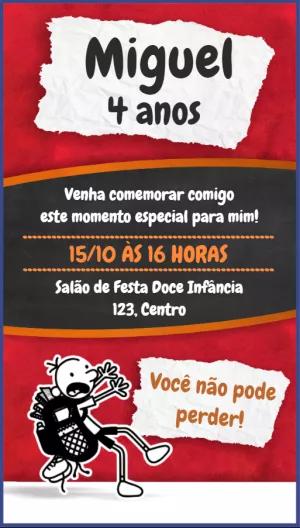 Convite Aniversário Diário de um Banana para Editar Online