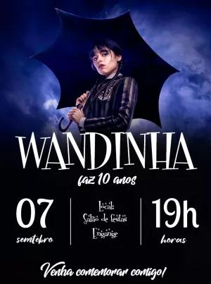 Convite Aniversário Wandinha Addams para Editar Online