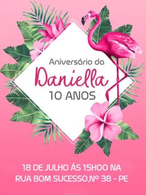 Convite Aniversário Flamingo Tropical para Editar Online