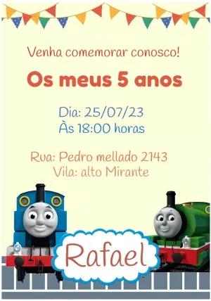 Convite de Aniversário Tomas e Seus Amigos para Editar Online