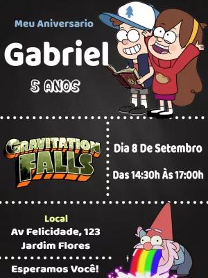 Convite Aniversário Gravity Falls com Personagens para Editar