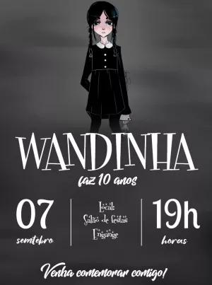 Convite de Aniversário Wandinha Addams para Editar Online