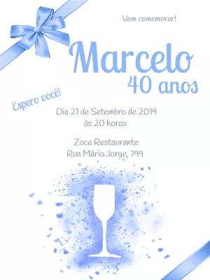 Convite Aniversário Masculino Azul Elegante para Editar Online