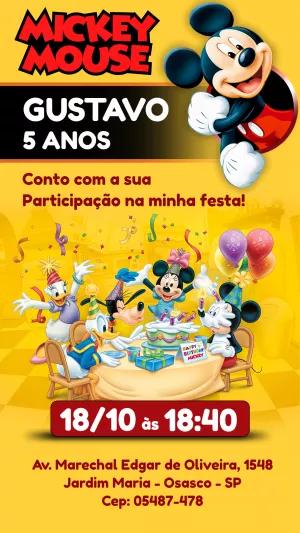Convite de Aniversário Mickey Mouse e Amigos para Editar Online