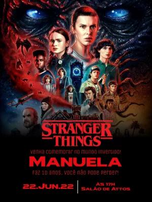 Convite de Aniversário Stranger Things com Personagens para Editar