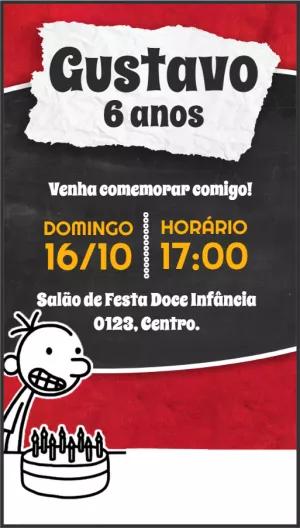 Convite Aniversário Diário de um Banana para Editar Online