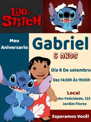Convite de Aniversário Lilo e Stitch para Editar Online