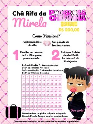 Chá Rifa Poderosa Chefinha Editável para Imprimir ou Enviar