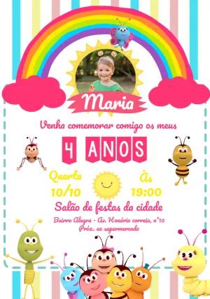 Convite Aniversário Bichikids com Foto para Editar Online