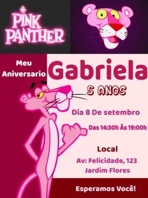 Convite Aniversário Pantera Cor De Rosa para Editar Online