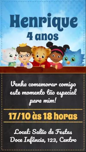Convite Aniversário Daniel Tiger para Editar Online