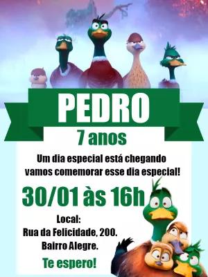 Convite Aniversário Patos com Personagens para Editar Online