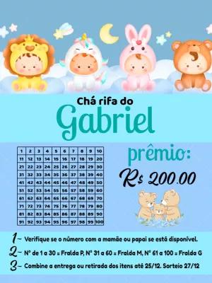 Cartela Chá Rifa Animais Fofos para Editar e Imprimir