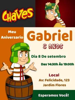Convite de Aniversário Chaves com a Turma para Editar Online