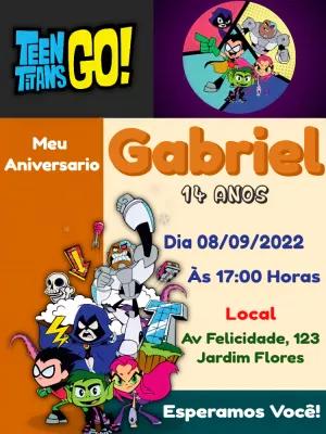 Convite Aniversário Jovens Titãs Go! para Editar Online