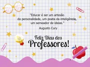 Cartão Dia dos Professores com Frase Inspiradora para Editar