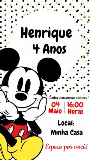 Convite de Aniversário Mickey Mouse Editável Online