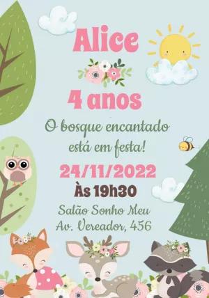 Convite Aniversário Bosque Encantado para Editar Online