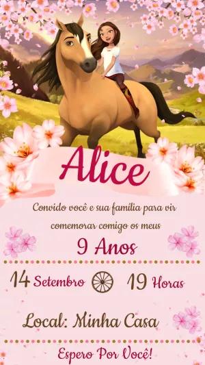 Convite de Aniversário Spirit O Indomável para Editar Online