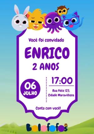 Convite de Aniversário Bolofofos para Editar Online