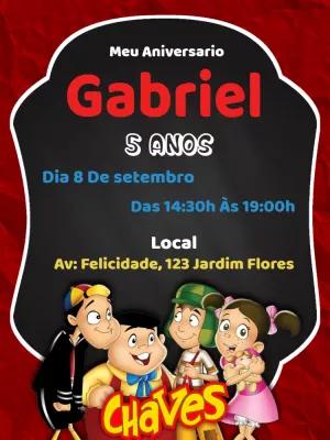 Convite de Aniversário Chaves com a Turma para Editar Online