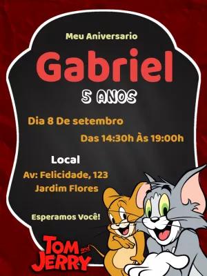 Convite Aniversário Tom e Jerry Editável Online
